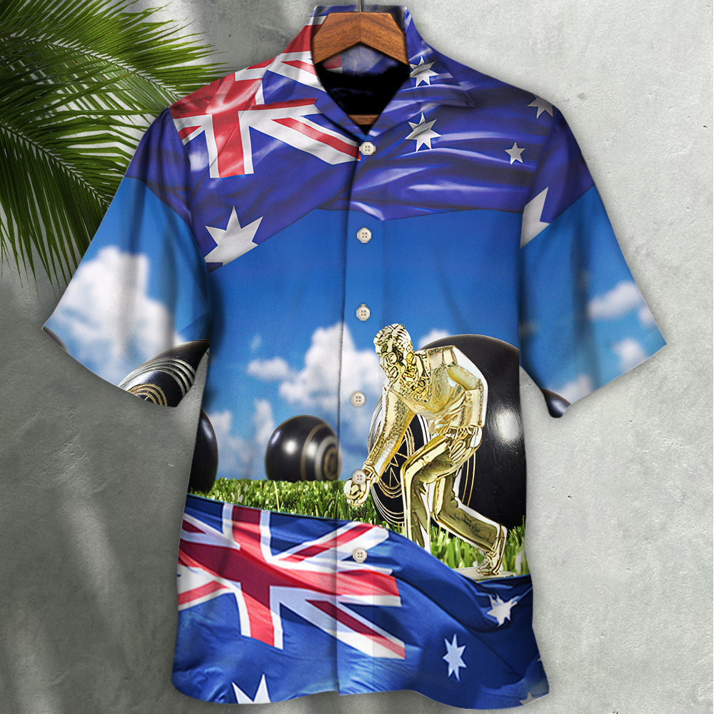Lawn Bowling Flag Hawaiian Shirt Tropical Styling View For Weekend Trips