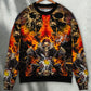 Biker Skull Crazy Sweater For Art Lovers Holidays Parties And Comfortable Wear