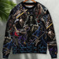 Dark Skull Guitar Sweater For Fantasy Fans Casual Outings And Weekend Adventures