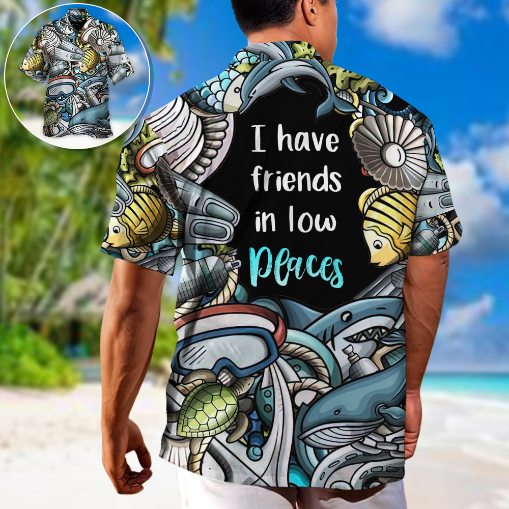 Coastal Scuba Diving Activity Hawaiian Shirt Collar And Front View For Thoughtful Gifting