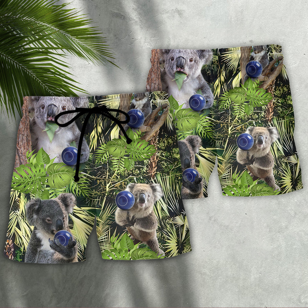 Lawn Care Bowling Koala Beach Shorts Pattern Detail For Relaxed Weekends And Leisure And Relaxation