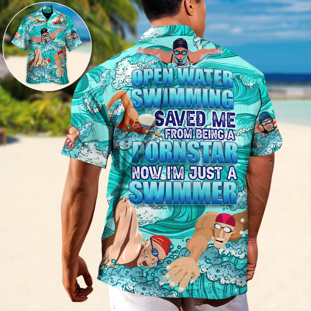 Open Water Swimming Swimmer Hawaiian Shirt For Beach Parties And Weekend Getaways