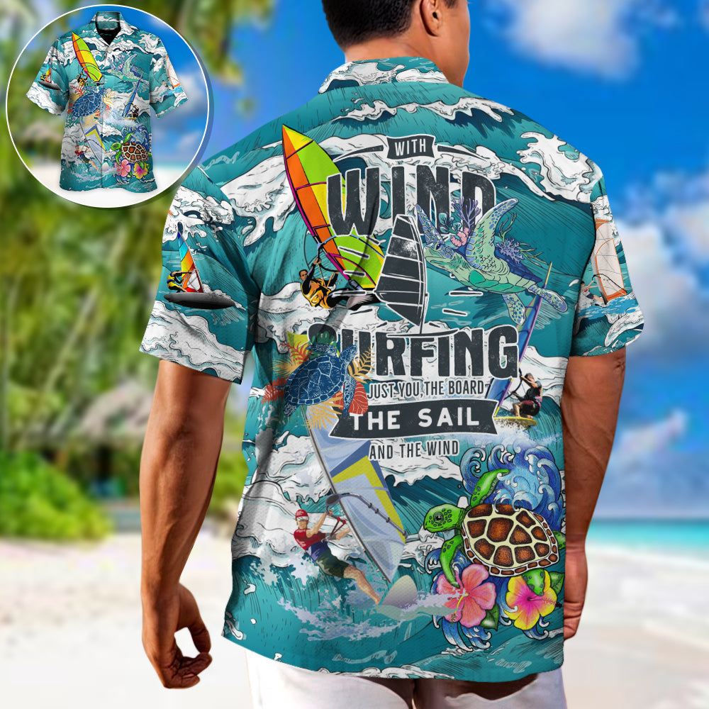 Windsurfing Surfing Vacation Sport Hawaiian Shirt Summer Design Detail For Coastal Travel