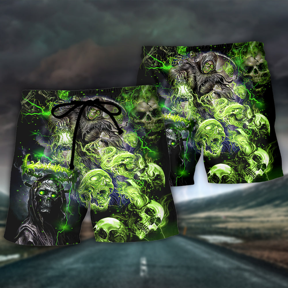 Skull Beach Shorts Pattern Detail For Outdoor Activities And Comfortable Daily Use