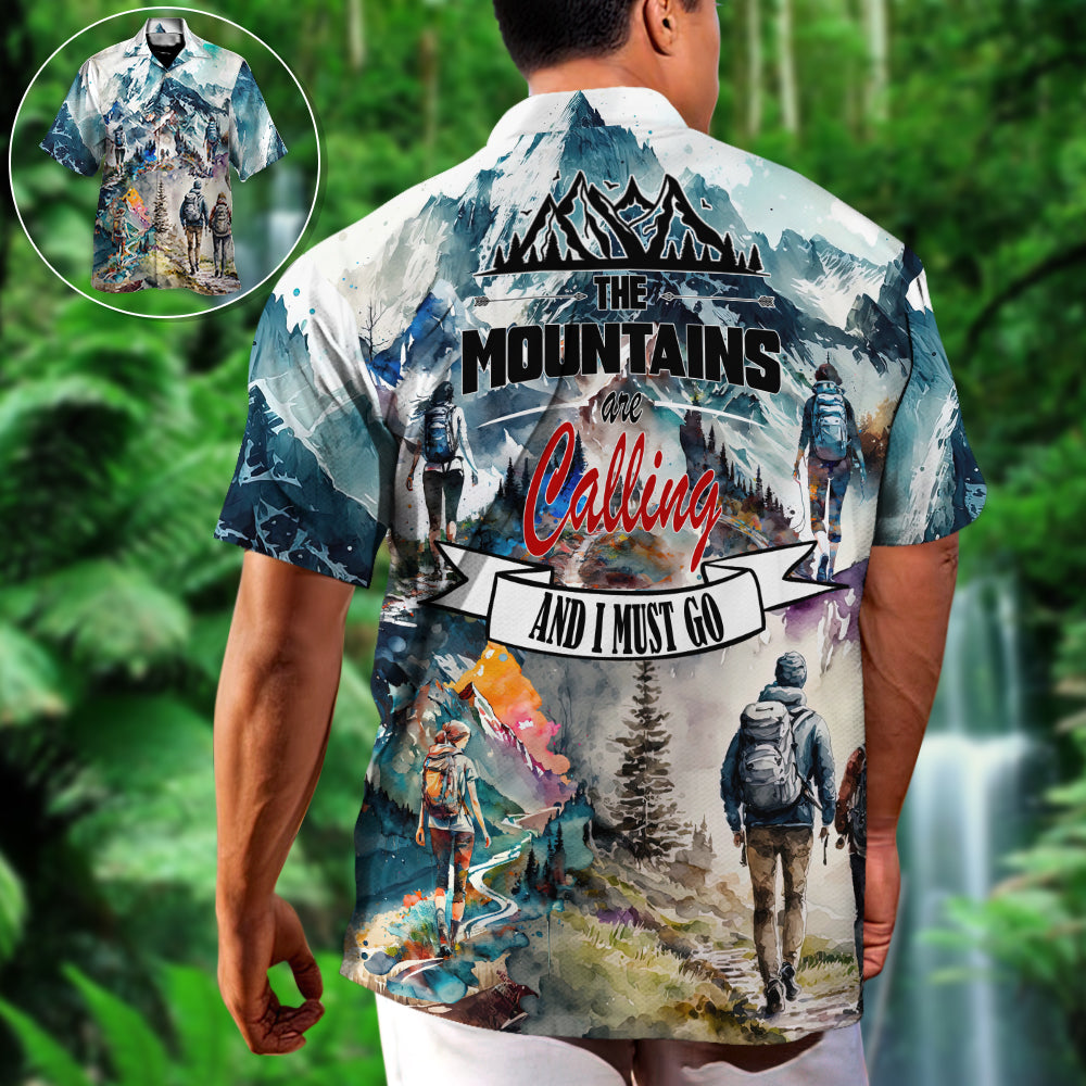 Hiking Mountain Hawaiian Shirt Design View For Beach Days