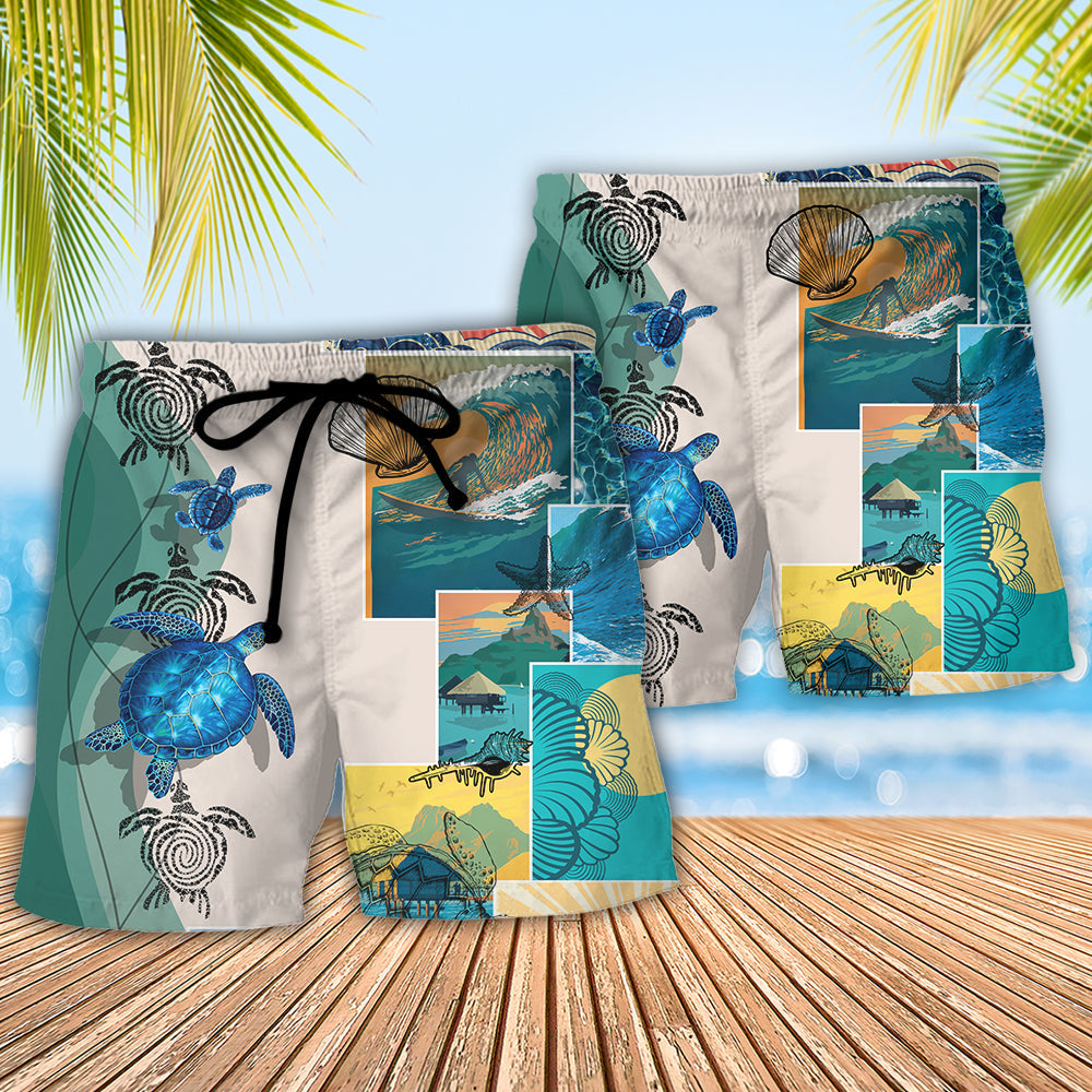 Coastal Beach Shorts Pattern Detail For Summer Travel And Leisure And Relaxation