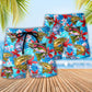 Tropical Fishing Hunting Beach Shorts Pattern Detail For Vacation Style And Easy Warm Weather Wear