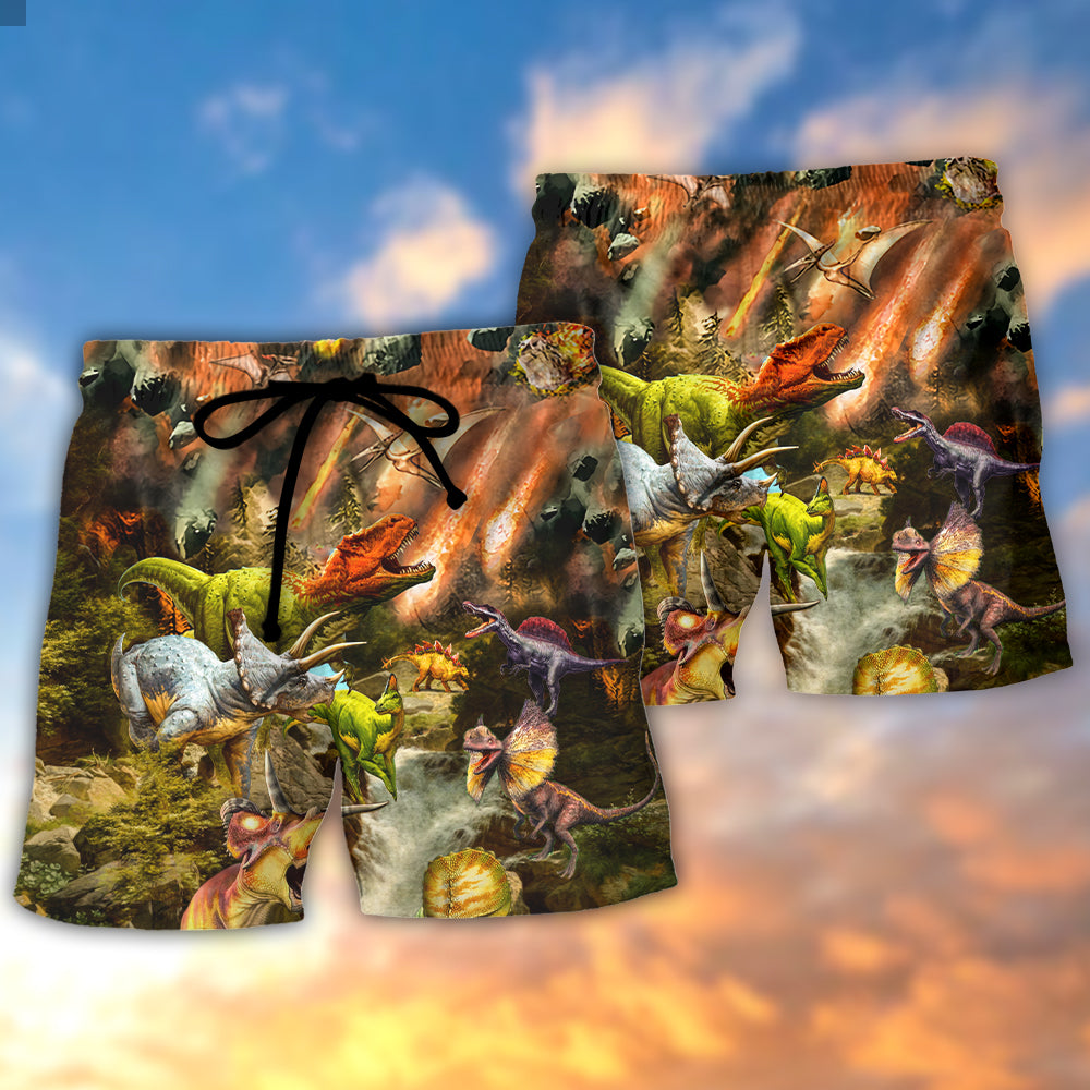 Dinosaur Beach Shorts Pattern Detail For Resort Wear And Weekend Casual Style