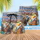 Horseback Riding Horse Beach Shorts Pattern Detail For Resort Wear And Weekend Casual Style