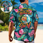 Funny Surfing Flamingo Surf Hawaiian Shirt Button Front Artwork For Casual Outings