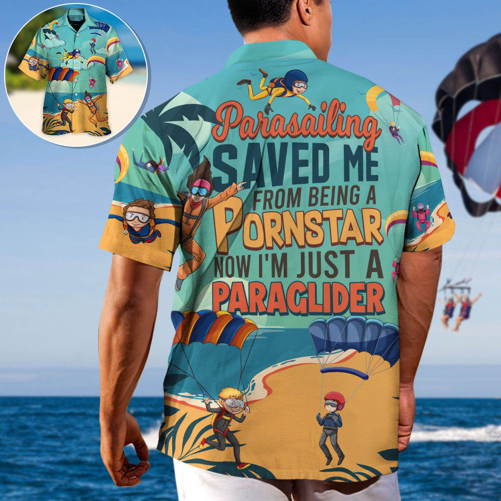 Funny Parasailing Sky Adventure Hawaiian Shirt Design View For Resort Travel And Thoughtful Gifting