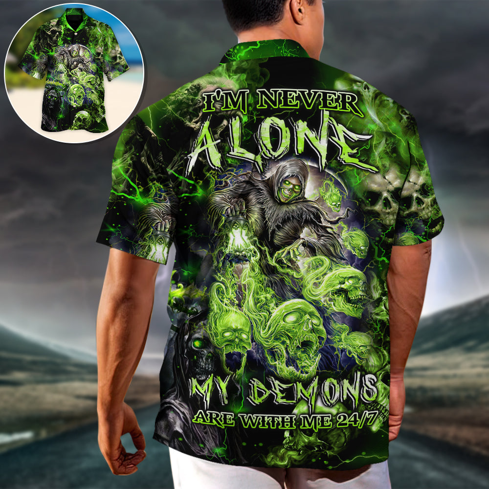 Gothic Dark Skull Hawaiian Shirt Creative Print View For Warm Weather Events