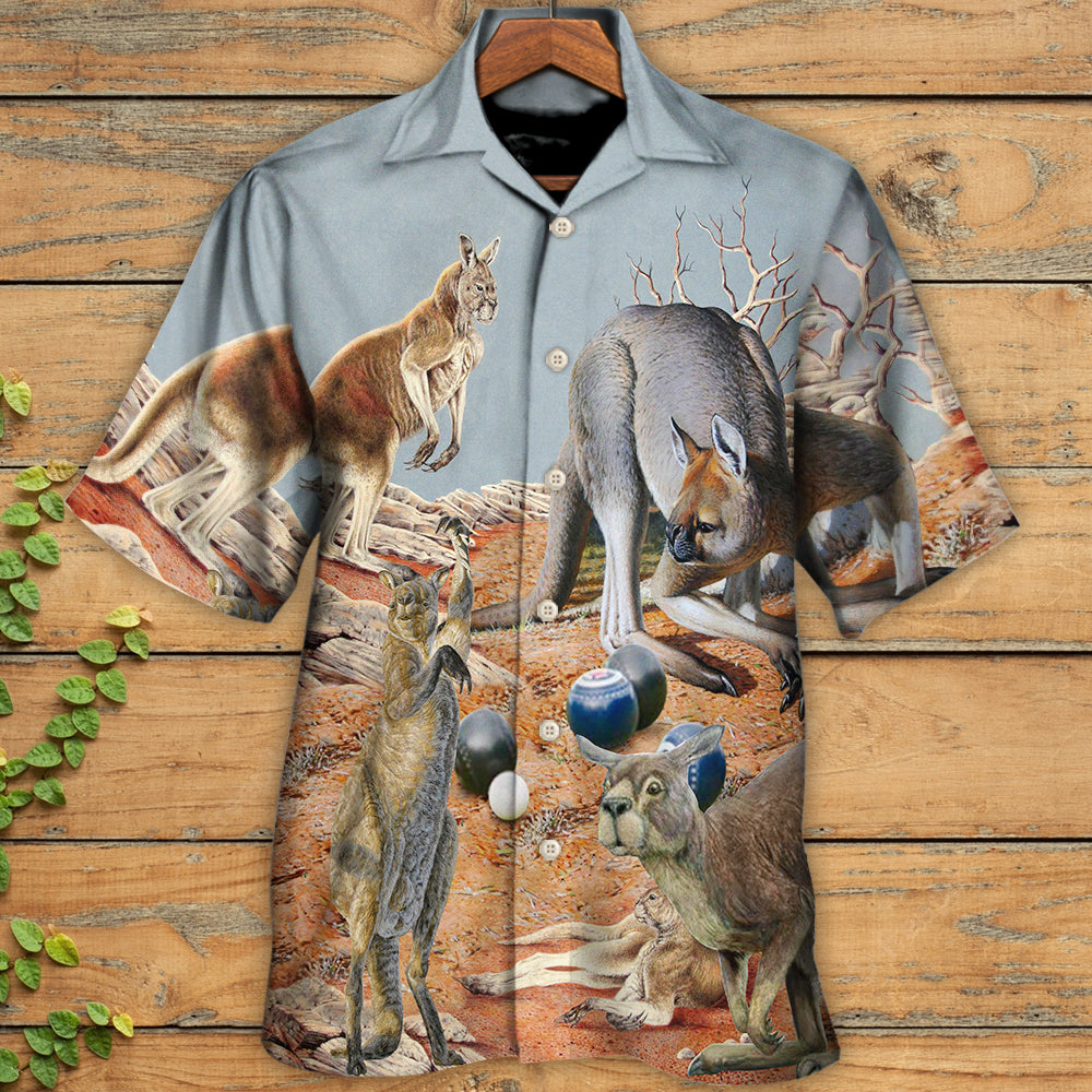 Lawn Bowling Kangaroo Hawaiian Shirt Graphic Artwork Detail For Coastal Travel