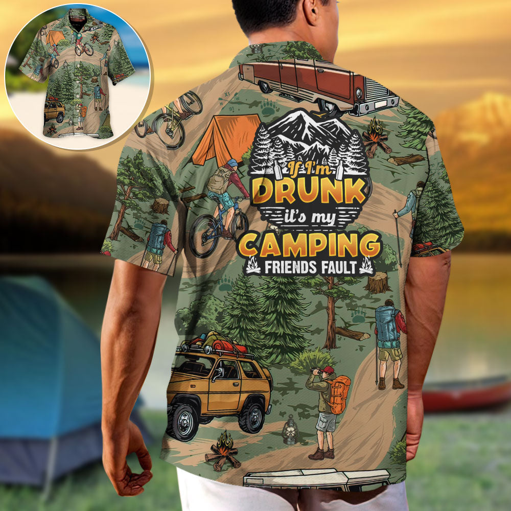 Funny Camping I'M It'S Friends Fault Hawaiian Shirt Pattern Detail For Weekend Trips