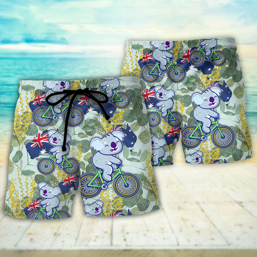 Koala Cycling Beach Shorts Pattern Detail For Resort Wear And Relaxed Casual Wear