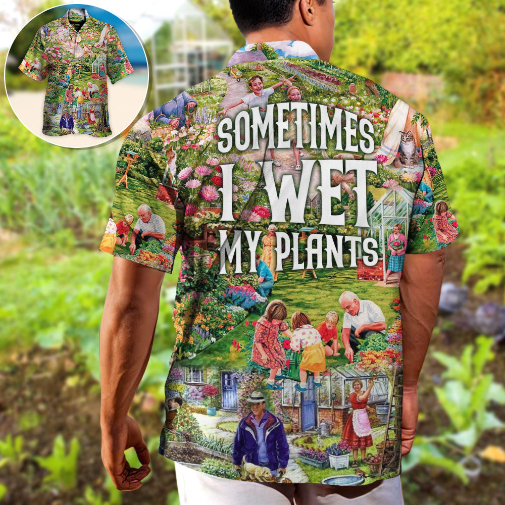 Vintage Floral Gardening Plants Hawaiian Shirt Artwork View For Coastal Travel