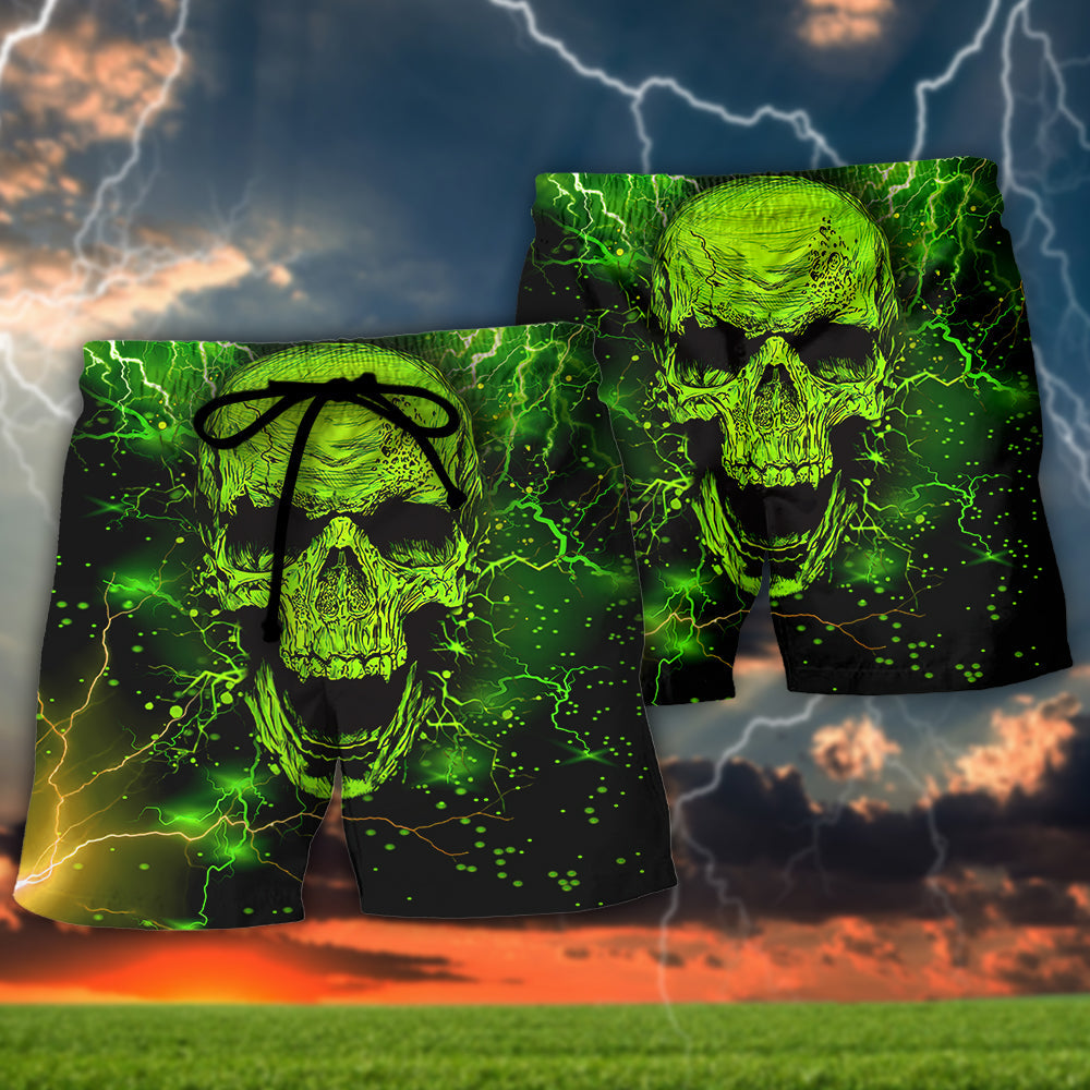 Skull Attitude Message About Respecting Beach Shorts For Coastal Trips And Outdoor Wear