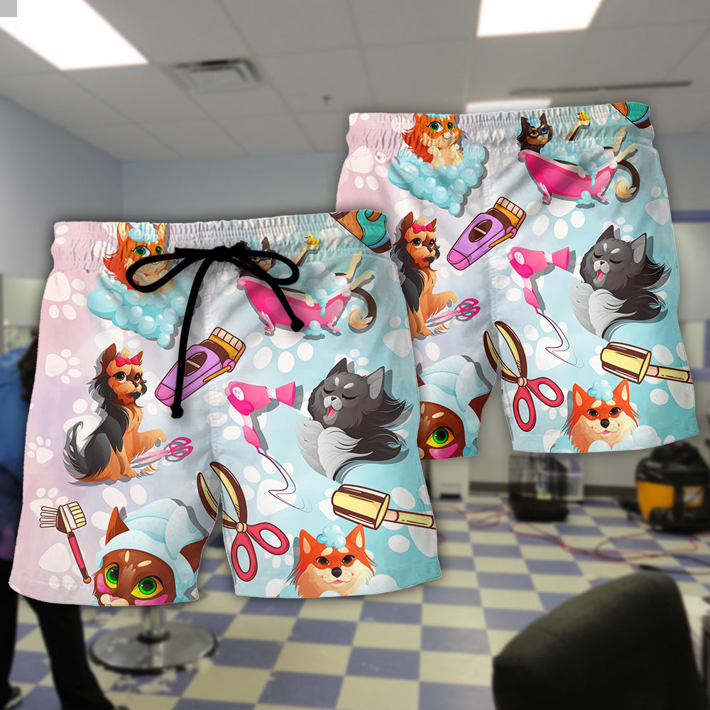 Pet Grooming Dog Cat Beach Shorts Pattern Detail For Poolside Fun And Relaxed Casual Wear