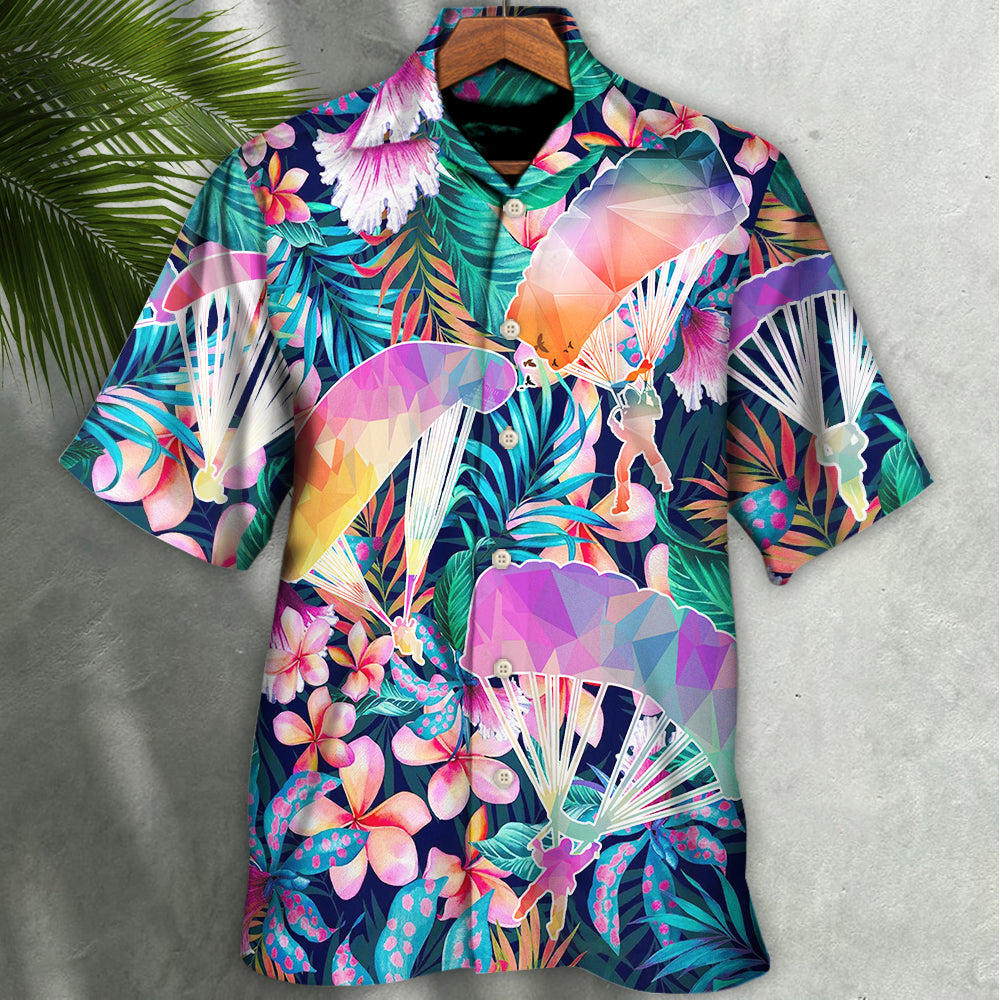Parasailing Adventure Graphic Hawaiian Shirt Front Pattern View For Warm Weather Events
