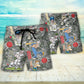 Tropical Leaf Cricket Beach Shorts Pattern Detail For Relaxed Weekends And Laid Back Styling
