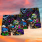 Skull Colorful Mixed Art Style Beach Shorts For Bold Summer Vacation Style