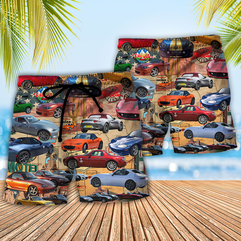 Car Beach Shorts Pattern Detail For Seaside Leisure And Travel Ready Comfort