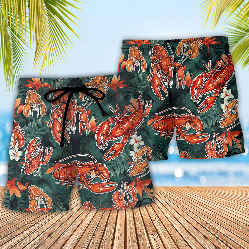 Tropical Lobster Beach Shorts Pattern Detail For Tropical Escapes And Thoughtful Gift Giving