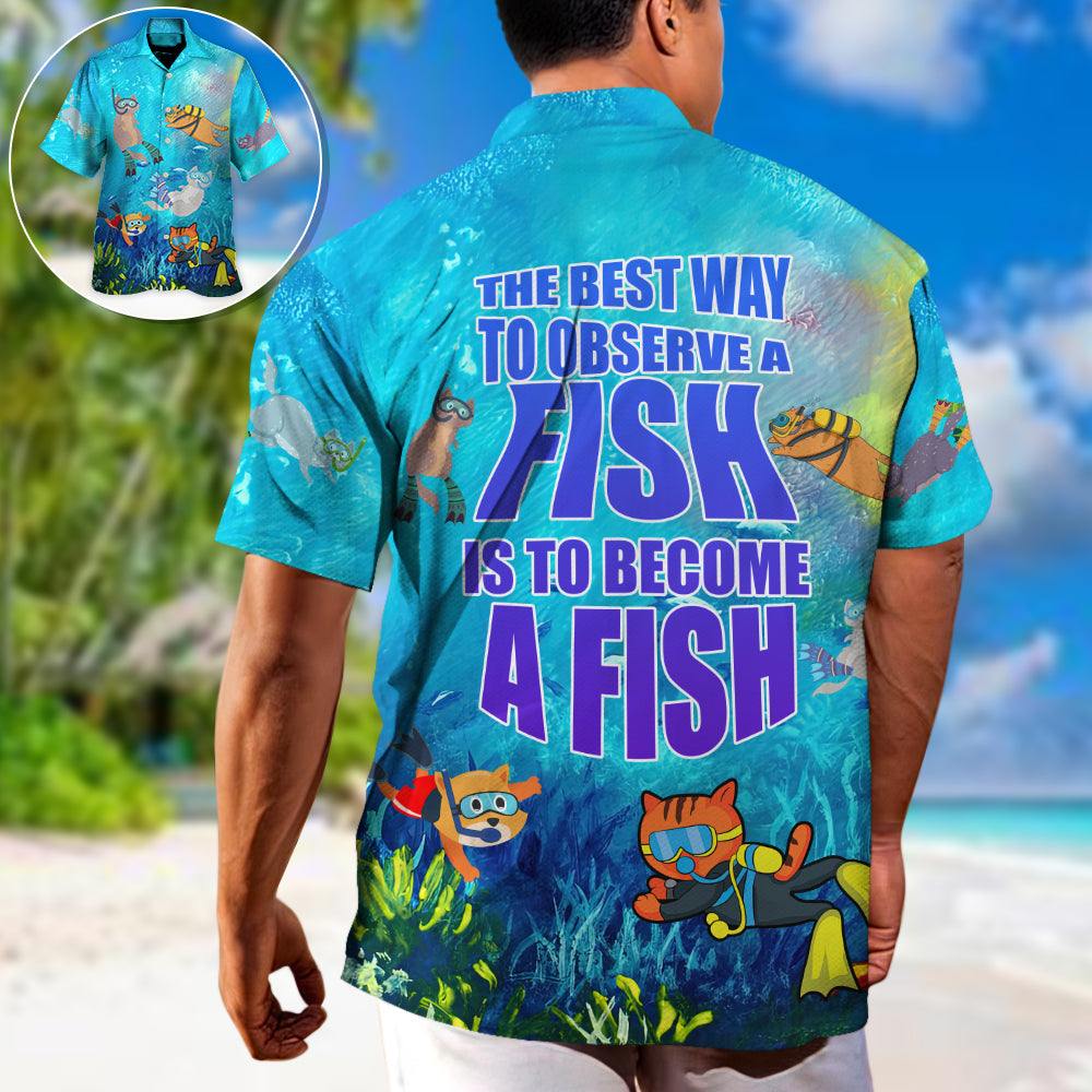 Scuba Diving Adventure Graphic Hawaiian Shirt Resort Outfit View For Vacation Style