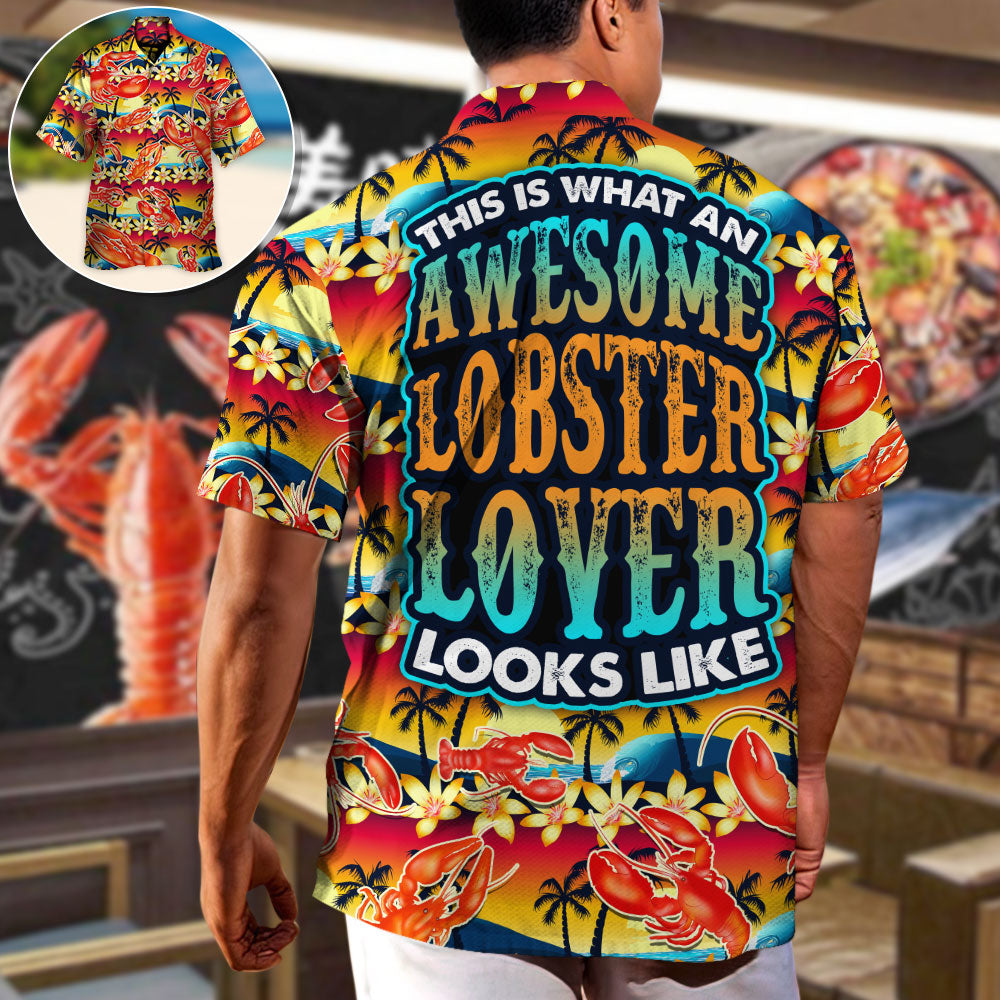 Tropical Lobster Hawaiian Shirt Detailed Pattern View For Resort Wear