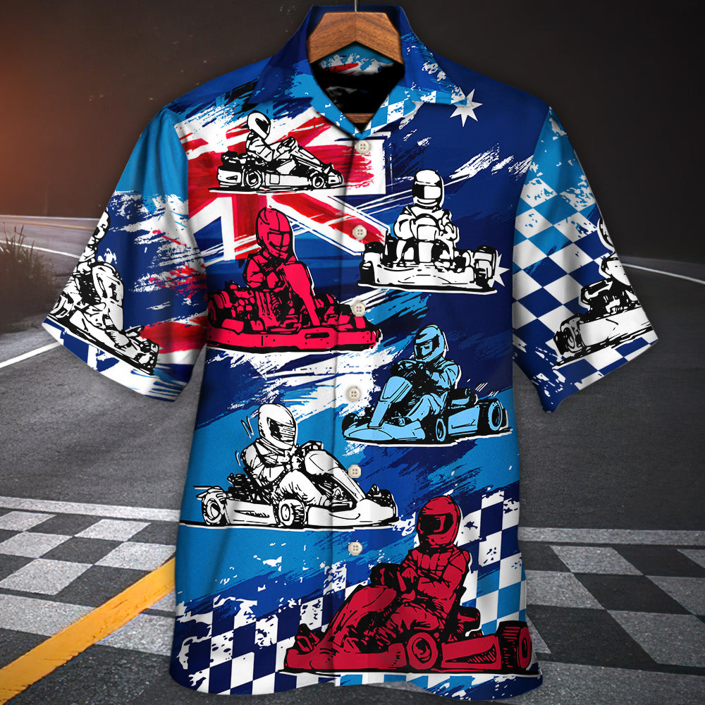 Kart Racing Hawaiian Shirt Pattern Detail For Island Holidays