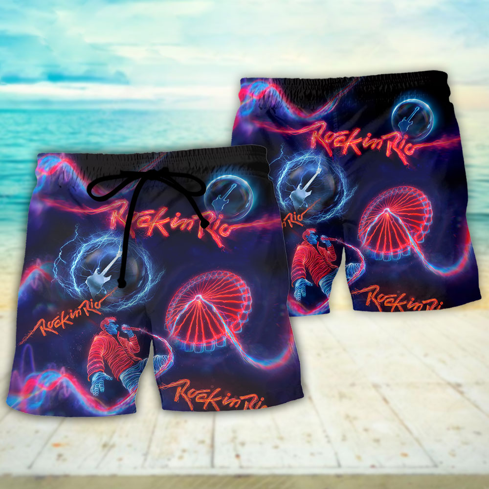 Rock In Rio Music Lover Amazing Style Beach Shorts For Creative Warm Weather Outfits