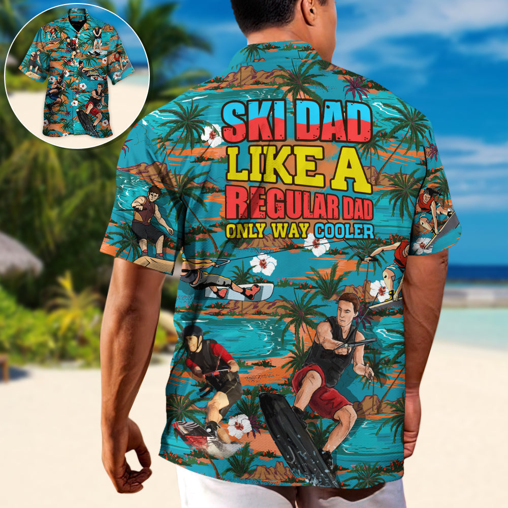 Waterskiing Dad Hawaiian Shirt Resort Outfit View For Coastal Travel