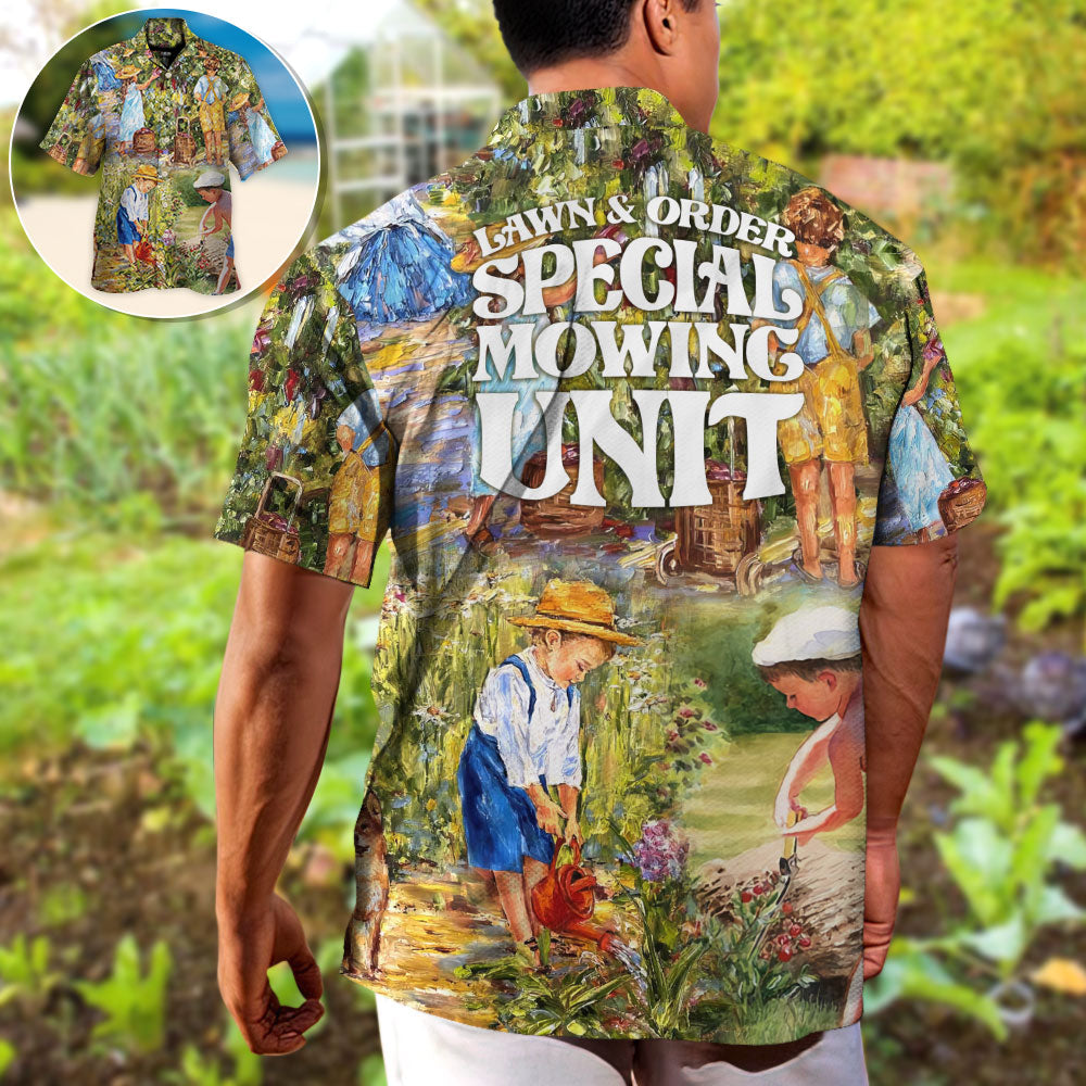 Gardening Lawn Hawaiian Shirt Detailed Pattern View For Summer Travel
