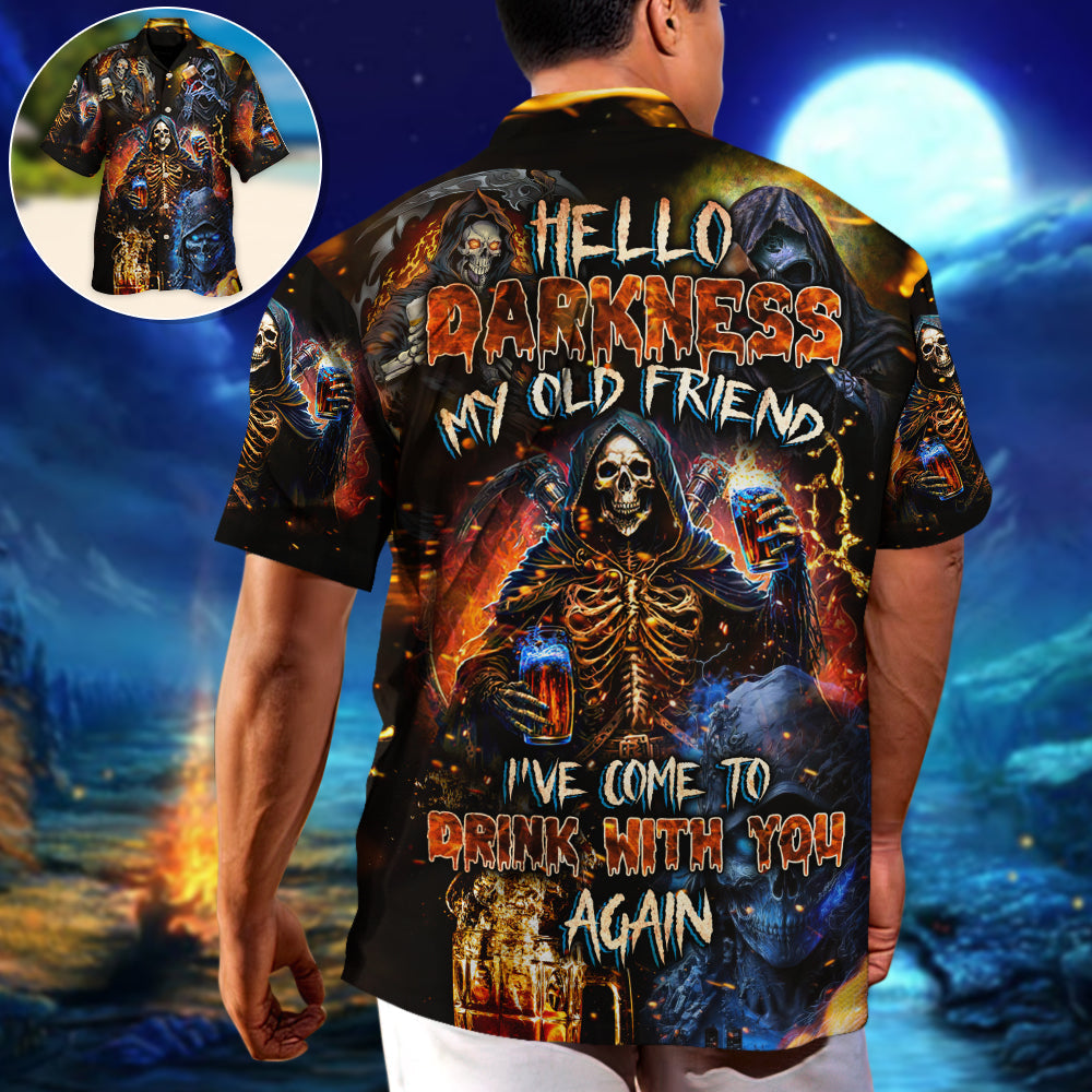Gothic Dark Skull Hawaiian Shirt Summer Design Detail For Casual Outings