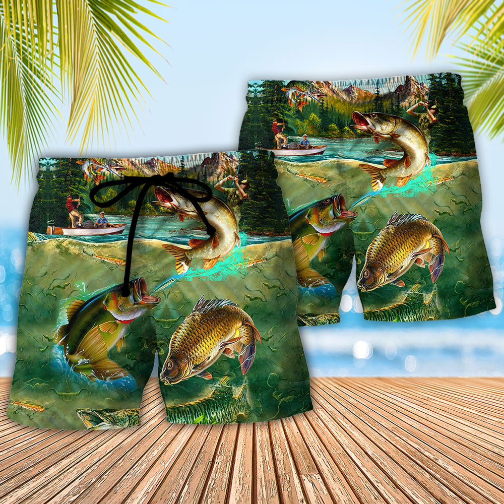 Fishing Beach Shorts Pattern Detail For Coastal Travel And Bright Seasonal Outfits