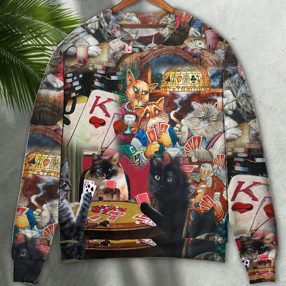 Cats Playing Poker Sweater For Everyday Outfits Seasonal Parties And Thoughtful Gifting