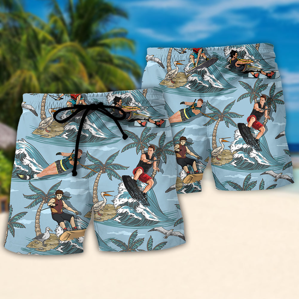 Coastal Water Skiing Beach Shorts Pattern Detail For Resort Wear And Everyday Comfort