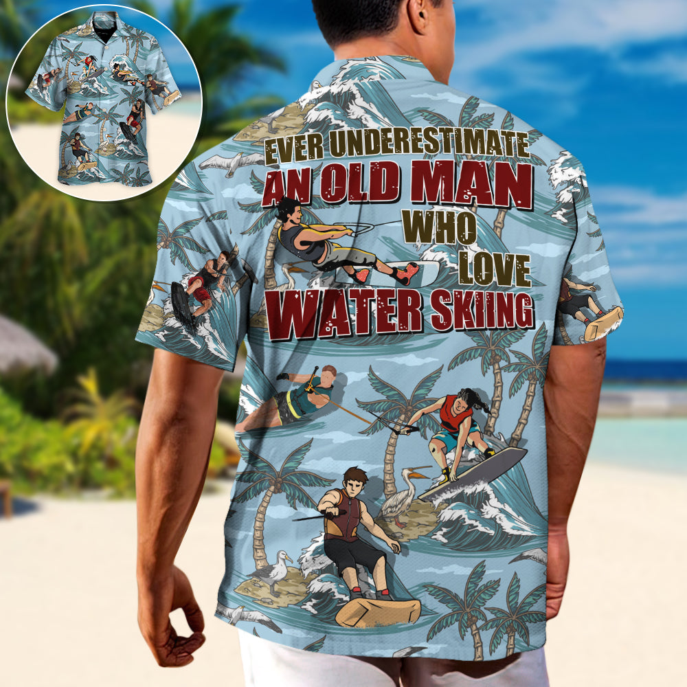 Coastal Waterskiing Water Beach Activity Hawaiian Shirt Relaxed Style View For Beach Days