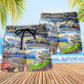 Coastal Seagull Beach Shorts Pattern Detail For Island Trips And Relaxed Casual Wear