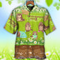 Floral Spring Groundhog Grass Hawaiian Shirt Collar And Front View For Casual Outings