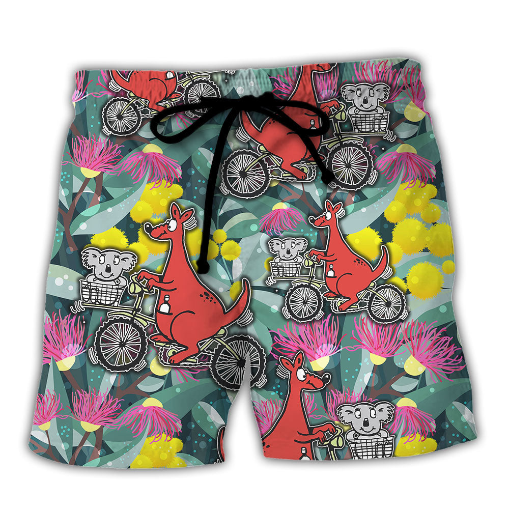Floral Kangaroo Koala Cycling Beach Shorts For Beach Days And Lightweight Summer Style