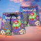 Music Festival Beach Shorts Pattern Detail For Seaside Leisure And Versatile Outdoor Wear