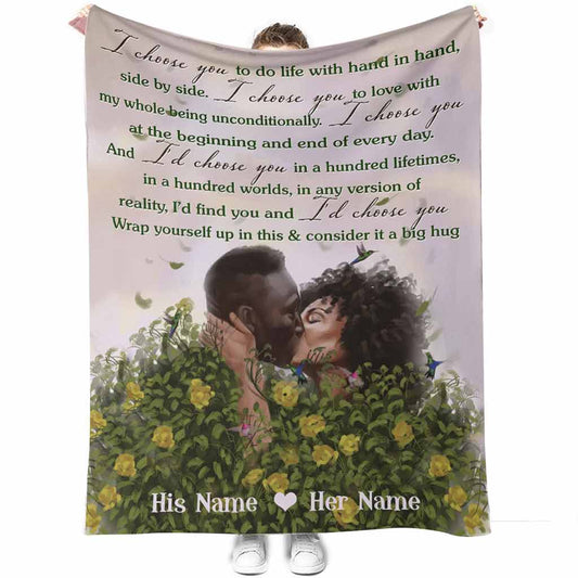 African American Every Love Story Is Beautiful Afro Couple Personalized Flannel Blanket For Cozy Bedroom Sofa Decor