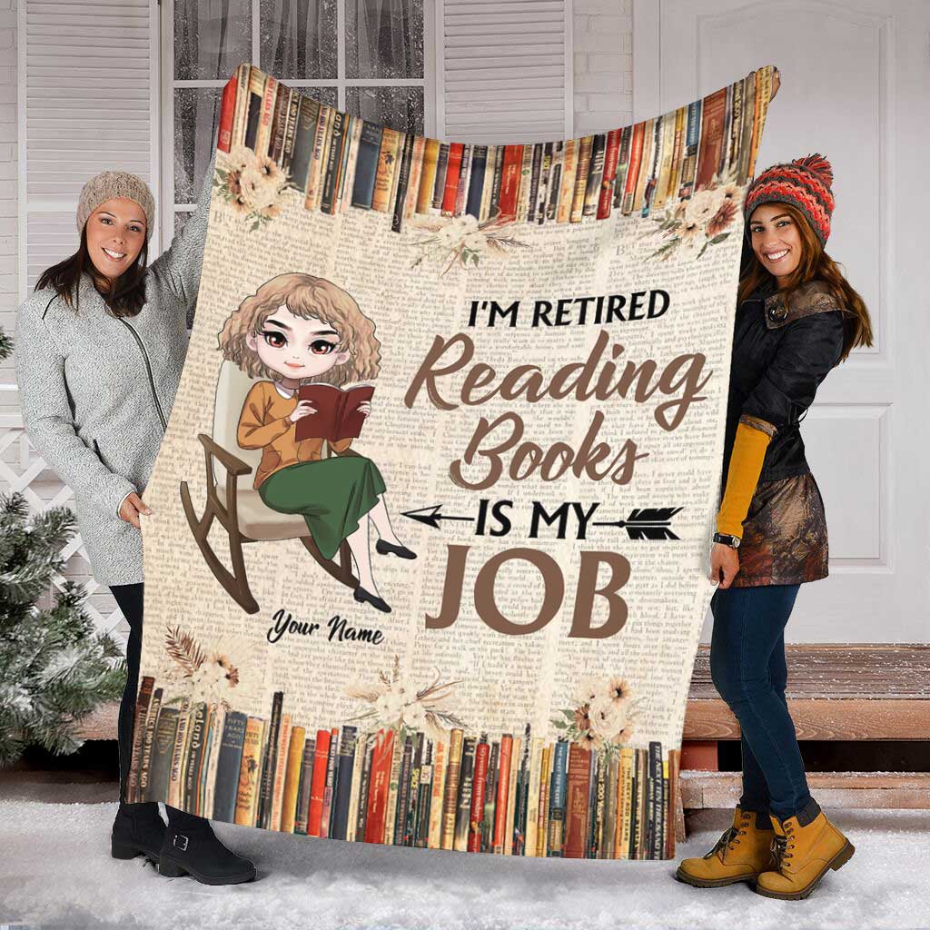 Book I'm Retired Reading Books Is My Job Personalized Flannel Blanket For Cozy Bedroom Sofa Decor