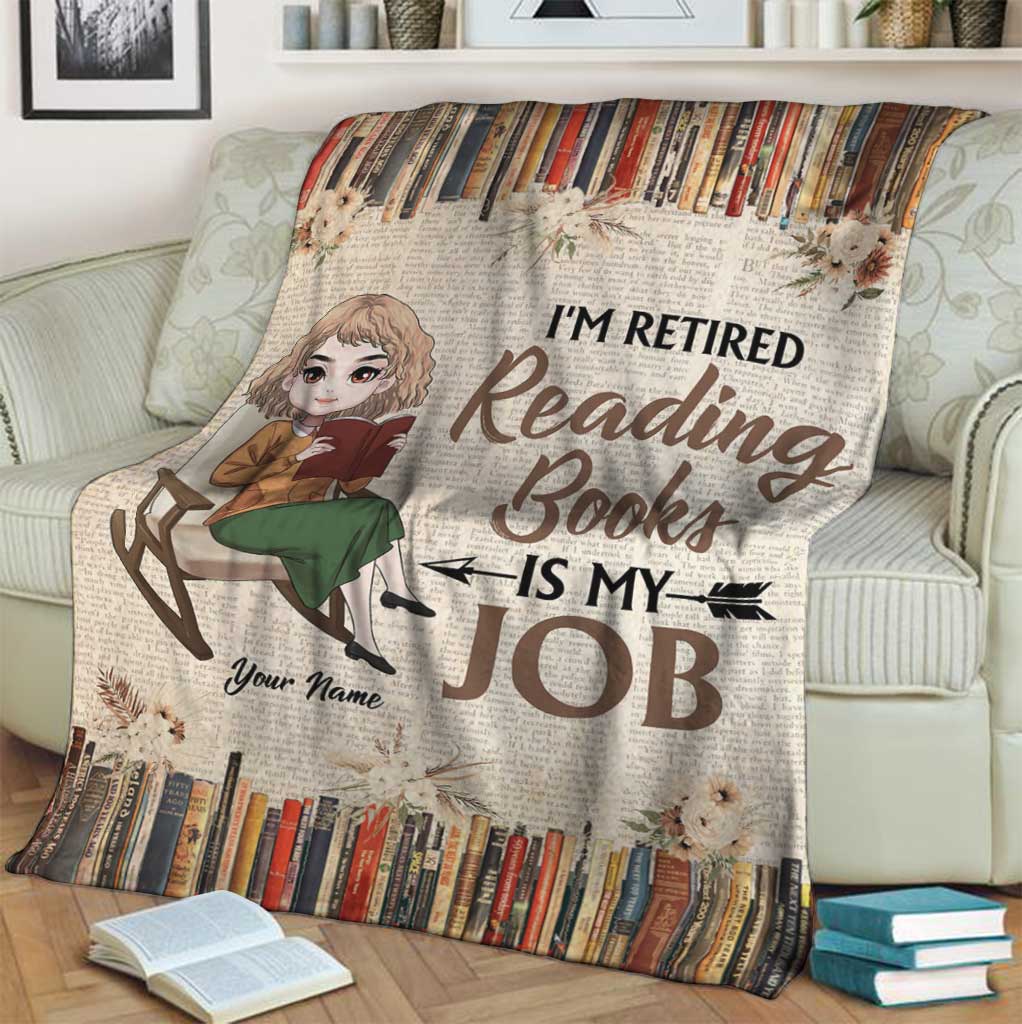 Book I'm Retired Reading Books Is My Job Personalized Flannel Blanket For Cozy Bedroom Sofa Decor