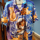 Funny Cat Tabby Yoga Galaxy Pose Hawaiian Shirt Artwork View For Weekend Travel And Beach Style