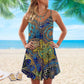 Artistic Turtle Is Beach Soul V-Neck Sleeveless Cami Dress For Coastal Travel And Relaxed Summer Wear