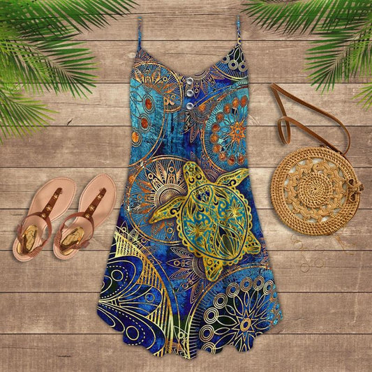 Turtle Is Beach Soul Limited 20 – Women's Summer Sleeveless V-Neck Camisole Dress