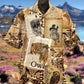 Retro Vintage Owl Paper Hawaiian Shirt Pattern View For Relaxed Warm Weather Outfits