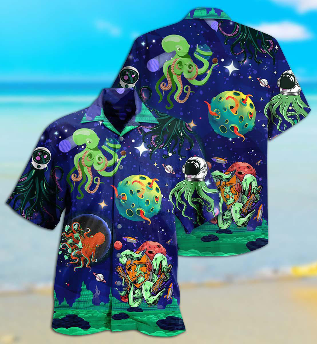 Octopus Astronaut Hawaiian Shirt Artwork View For Coastal Escapes And Resort Style